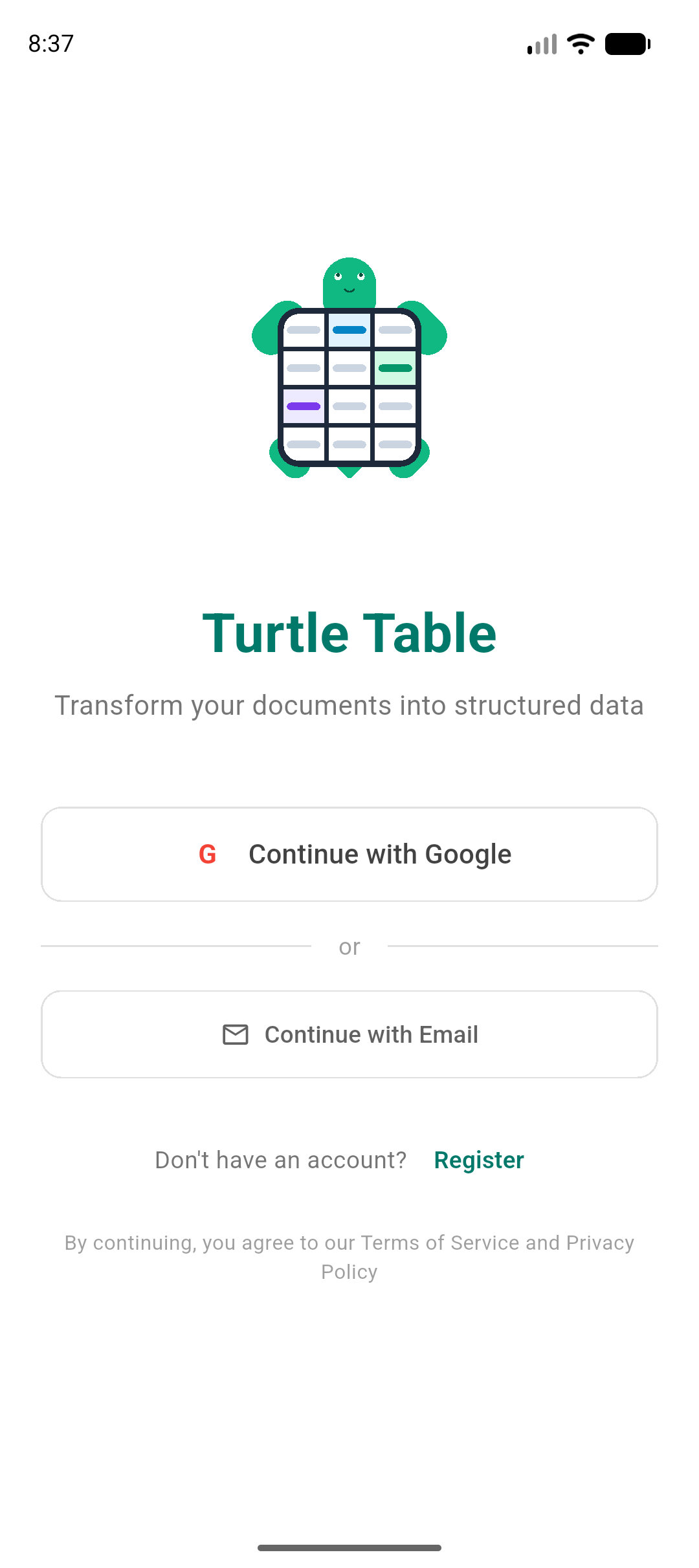 Turtle Table - Turn Photos into Organized Tables